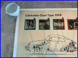 Original Vintage Factory Porsche Poster 356 Cutaway Lubrication Chart RARE