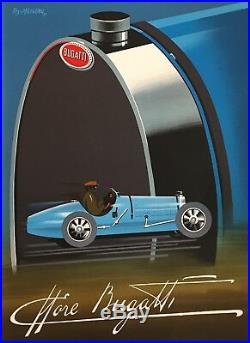 Original Vintage French Car Poster Bugatti by Fix Masseau 1989