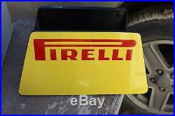 Original Vintage Porcelain Pirelli Tire Display Stand Sign Italy Race Car Garage