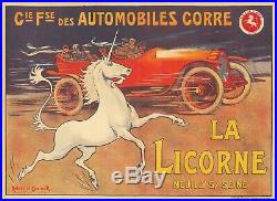 Original Vintage Poster French La Licorne Automobiles Unicorn 1918