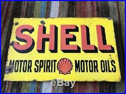 Original Vintage Shell Enamel Advertising Sign