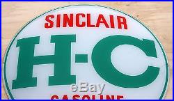 Original Vintage Sinclair Hc Gasoline Oil Gas Pump Glass Lens Car Fuel Mancave