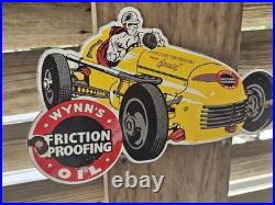Original Vintage Wynns Formula 1 Racing Oil Porcelain Sign Size 10x6 Race Car