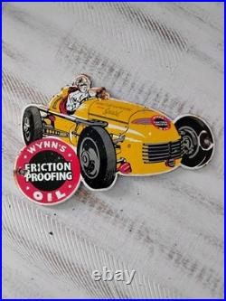 Original Vintage Wynns Formula 1 Racing Oil Porcelain Sign Size 10x6 Race Car