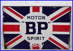 Original Vintage c1920's B. P. Motor Spirit Double Sided Enamel Sign