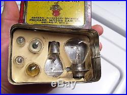 Original nos rare Vintage PACKARD motor car co. Spare bulb kit tin box lamp auto