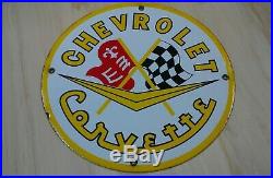 Original vintage 50s CHEVROLET CORVETTE porcelain metal dealer service shop sign