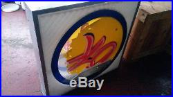 PAIR of OK USED CARS LIGHTED SIGNS 36 with POLE LOT GMC CHEVY VINTAGE 50's 60's