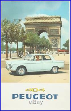 PEUGEOT 404 CAR 1960 vintage French advertising poster 25x39