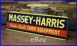 PORCELAIN MASSEY HARRIS Sign FARM EQUIPMENT Tractor Dairy Cow Vintage 8' REAL