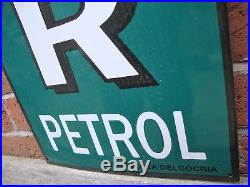 POWER PETROL enamel sign large vitreous porcelain vintage race car VAC221