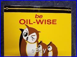 Pennzoil Oil Wise Porcelain Metal Sign Vintage decor Gas Oil Car Truck Owl