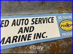 Pennzoil Vintage Porcelain Sign United Auto Service Marine Repair Shop Plaque