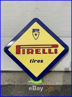 Pirelli Tire Sign Porcelain Vintage Original NOS Gas Oil Garage Car Truck Italy