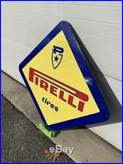 Pirelli Tire Sign Porcelain Vintage Original NOS Gas Oil Garage Car Truck Italy