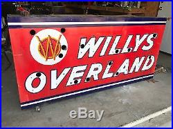 Porcelain Neon Willys Overland Original Double Sided Jeep Vintage Sign