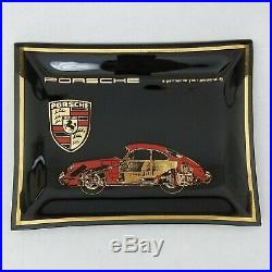 Porsche Stuttgart 356 Dealer Advertising Glass Ashtray Dish Vintage 1960's Rare