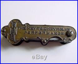 RARE 1930s Vintage CHEVROLET THE KEY TO PERFORMANCE Old Spark Plug Key SIGN