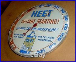 RARE 1950s Vintage HEET GAS LINE FLUID Old Car Gas Station Thermometer Sign