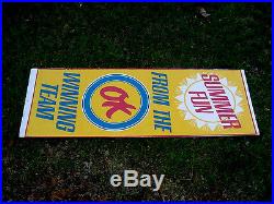 RARE 1960s Vintage CHEVY OK USED CAR SUMMER FUN Old 6 ft. Tall Banner Sign