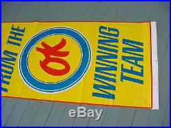 RARE 1960s Vintage CHEVY OK USED CAR SUMMER FUN Old 6 ft. Tall Banner Sign