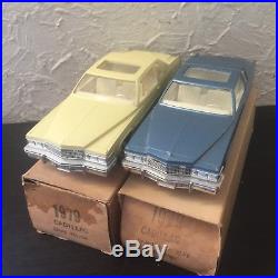 RARE LOT OF 2 Vintage Jo-Han 1979 Cadillac Coupe de Ville Dealer Promo Cars