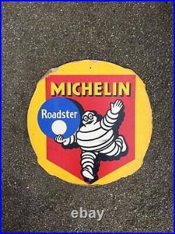 RARE VINTAGE 1930s 40s MICHELIN ROADSTER BICYCLE TYRE SIGN HARDBOARD 26 CYCLE