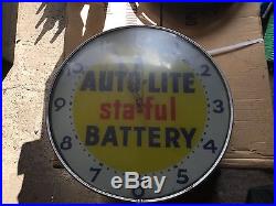 Rare Vintage Auto-lite Sta-ful Battery Round Clock