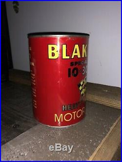 RARE VINTAGE Blakely Race Car Motor OIL CAN GRAPHIC Quart Motor Oil Can FULL