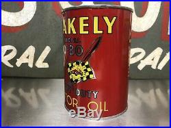 RARE VINTAGE Blakely Race Car Motor OIL CAN GREAT GRAPHICS Quart Motor Oil Can