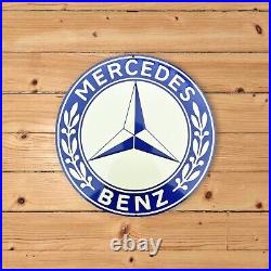 RARE VINTAGE MERCEDES BENZ PORCELAIN SIGN AUTO DEALER (10.75in)