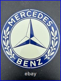 RARE VINTAGE MERCEDES BENZ PORCELAIN SIGN AUTO DEALER (10.75in)