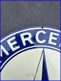 RARE VINTAGE MERCEDES BENZ PORCELAIN SIGN AUTO DEALER (10.75in)