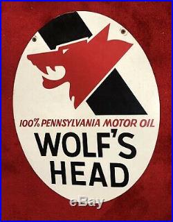 RARE Vintage 1971 Wolfs Head Motor Oil ORIGINAL Car STORE DISPLAY Metal SIGN