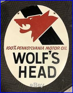 RARE Vintage 1971 Wolfs Head Motor Oil ORIGINAL Car STORE DISPLAY Metal SIGN
