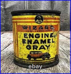 RARE Vintage 40's Wizard Engine Enamel Paint Can Western Auto COOL GRAPHICS