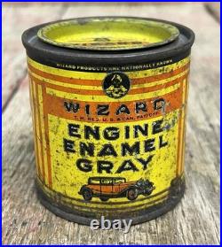 RARE Vintage 40's Wizard Engine Enamel Paint Can Western Auto COOL GRAPHICS