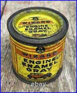 RARE Vintage 40's Wizard Engine Enamel Paint Can Western Auto COOL GRAPHICS