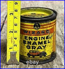 RARE Vintage 40's Wizard Engine Enamel Paint Can Western Auto COOL GRAPHICS