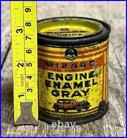 RARE Vintage 40's Wizard Engine Enamel Paint Can Western Auto COOL GRAPHICS