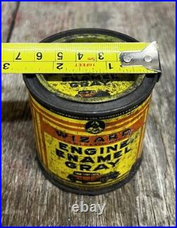 RARE Vintage 40's Wizard Engine Enamel Paint Can Western Auto COOL GRAPHICS