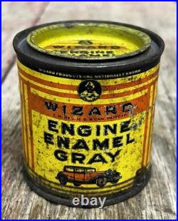 RARE Vintage 40's Wizard Engine Enamel Paint Can Western Auto COOL GRAPHICS