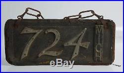 RARE Vintage Antique Automobile Michigan Pre State Leather License Plate Sign