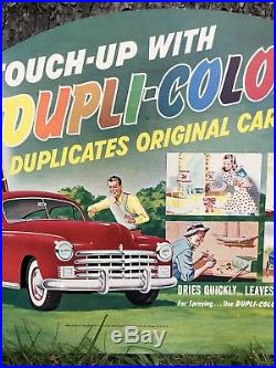 RARE Vintage DUPLI-COLOR Auto Car Paint Gas Service Station Dealer Die Cut Sign