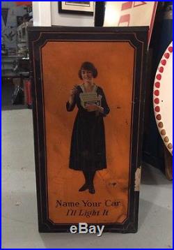 RARE Vintage EDISON MAZDA Automobile Lamps Gas Station Display Cabinet Sign