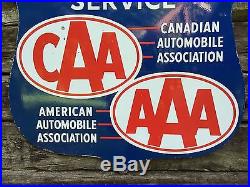 RARE Vintage MAA, CAA, AAA Automobile Association Die Cut Porcelain Shield Sign