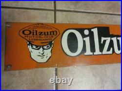 RARE Vintage Oilzum Motor Oil Company Sign Antique Service Station Auto 10469