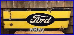 RARE Vintage Old FORD Auto Car Dealer Service Station Porcelain Sign 43x14