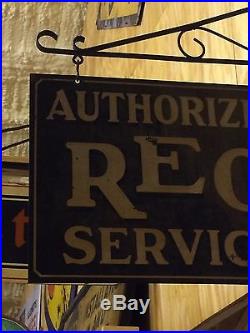 RARE Vintage Original AUTHORIZED REO SERVICE Auto Truck 2 Sided Sign w Hanger
