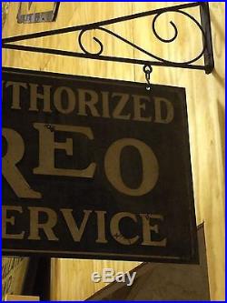 RARE Vintage Original AUTHORIZED REO SERVICE Auto Truck 2 Sided Sign w Hanger